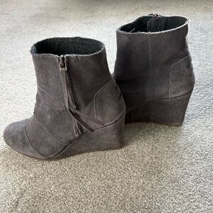 Toms Gray Wedge Ankle Boots